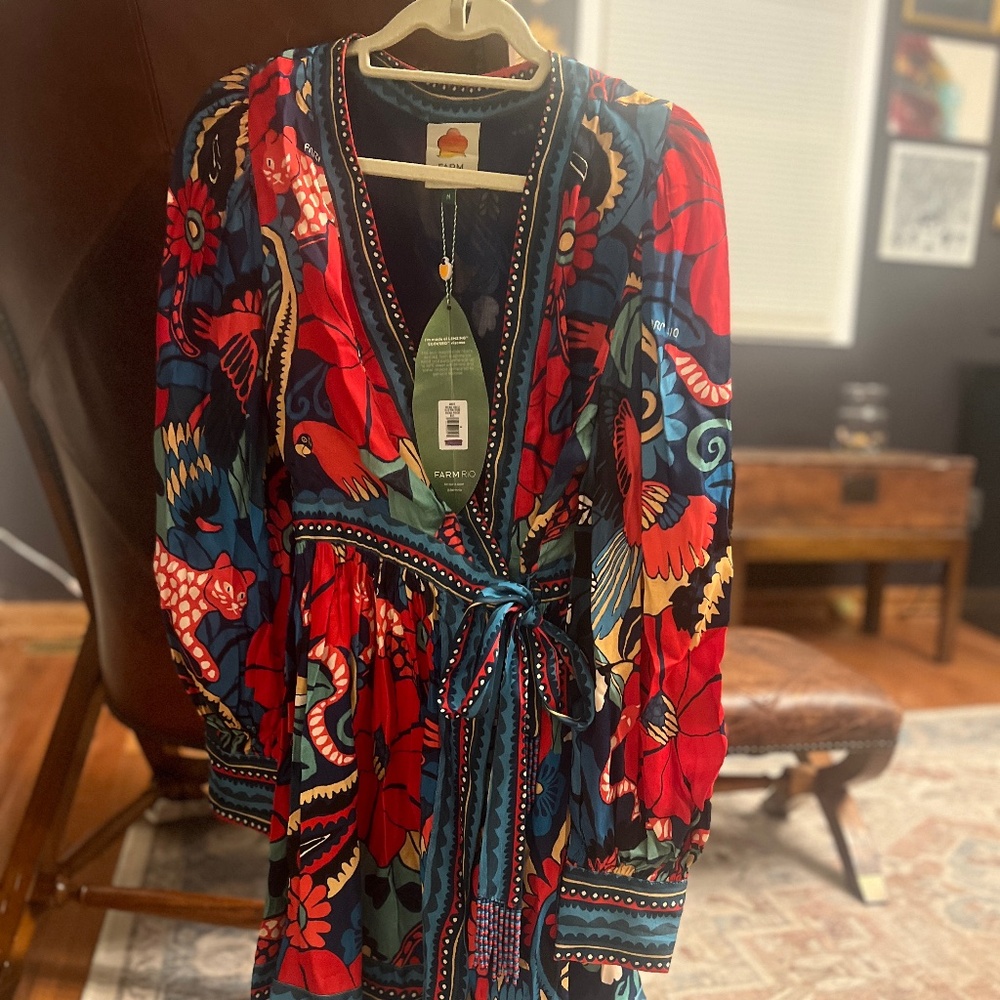 Farm Rio Forest Blue Mini Dress